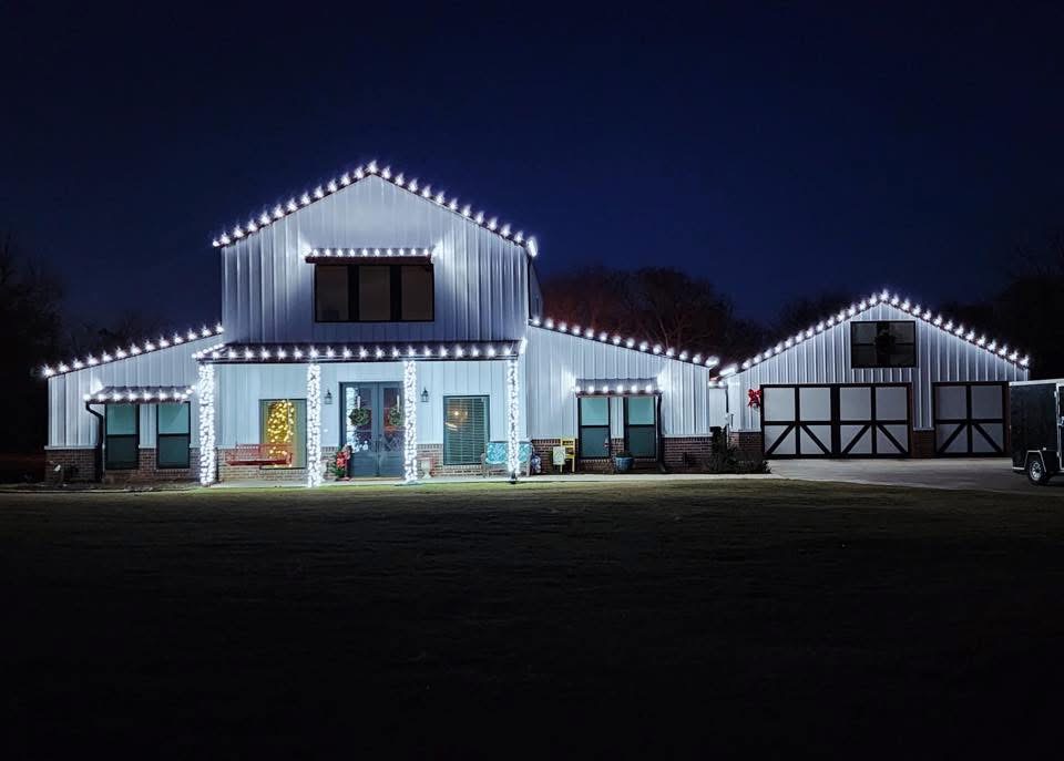 Warm white gable and column lighting
